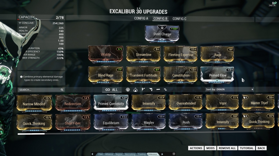 Warframe Excalibur build